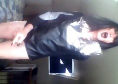 Having enjoyment in my new leather top.