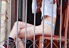 Neighbor Spies on Redhead Lissa Brown