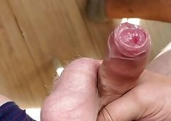 Guy masturbating and cumming on camera close-up