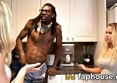 Dark-Skinned Stud Pounds Both Short Domme And Busty Princess In Steamy Threesome Packed With Cumshots