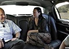 German MILF Mareens Bareback Gangbang in Car