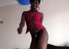Cute Skinny Black Babe Blowing Fake Producer