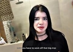 Goth Babe Rough Fucked in Public Restroom
