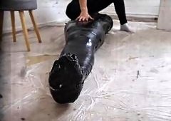 DeesseJulia Binds Painter in Tight Socks for Foot Masturbation