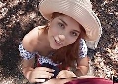 Big Cock Fingering Redhead POV Outdoors