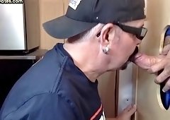 Gloryhole amateur mature gay deep throat cock in homemade video