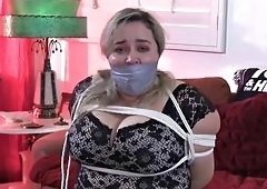 Blonde Big Tits Titted Babe Gagged in Bondage