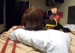 Horny japanese teen gagging for big asian cock in her throat
