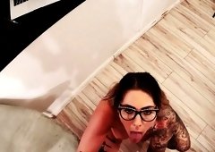 Big tits german tattoo milf escort hooker with glasses pov