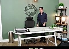 Intern Stepdad Christian Wilde Pounds Sam Ledger with Big-Cock Hardcore in Steamy Office Fuck Session
