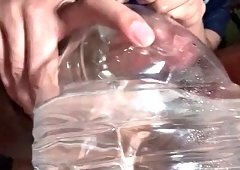 Jerk off and cum in the water