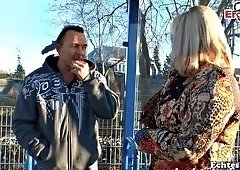 German Blonde Housewifes Outdoor Street Casting