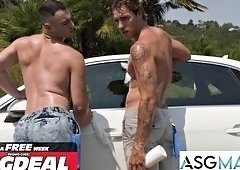 Ripped Muscle Hunk Carter Woods Pounds Bootylicious Jock Michael Boston in Steamy Outdoor Fuck Session