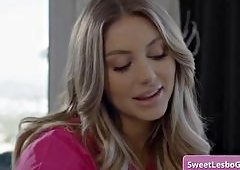 Busty Masseuse Savannah Bond Seduces Blonde Lezbin Babe Kayley Gunner with Sex Toys in Ste