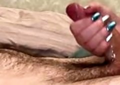 Marshmallow Sweets Femdom Handjob Cumshot and Post-Orgasm Cock Stroke