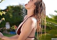 Blonde Lana Lane Shower Tit Tease