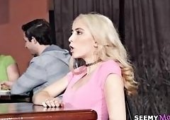 Student Pounds Mature Waitress in Diner Threesome